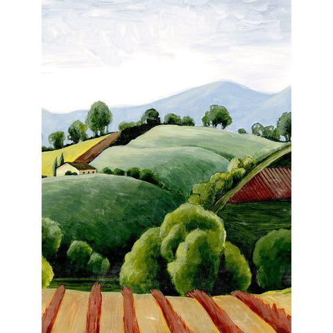 Tuscan Valley Sketch I Gold Ornate Wood Framed Art Print with Double Matting by Popp, Grace