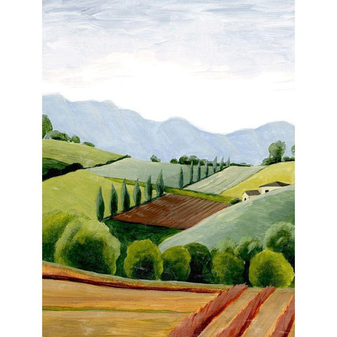 Tuscan Valley Sketch II Gold Ornate Wood Framed Art Print with Double Matting by Popp, Grace