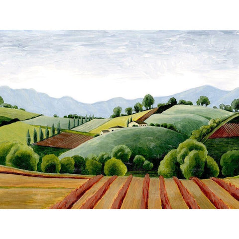 Tuscan Valley Sketch III White Modern Wood Framed Art Print by Popp, Grace