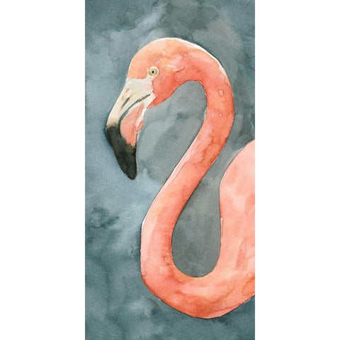 Flamingo Study II White Modern Wood Framed Art Print by Caroline, Emma
