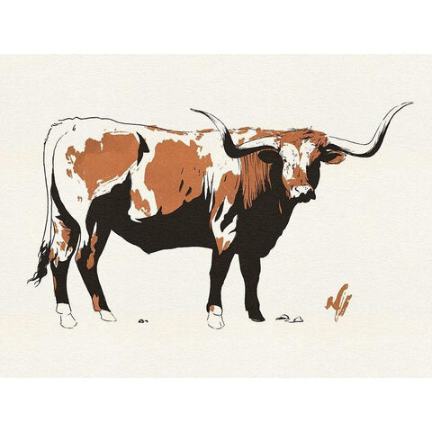 Terre Cotta Steer I White Modern Wood Framed Art Print by Green, Jacob