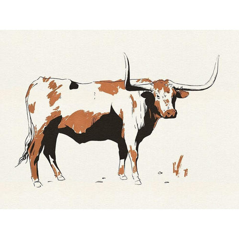 Terre Cotta Steer III White Modern Wood Framed Art Print by Green, Jacob