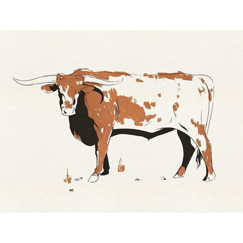 Terre Cotta Steer IV Black Modern Wood Framed Art Print by Green, Jacob