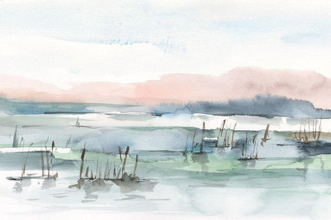 Marsh Cattails I White Modern Wood Framed Art Print with Double Matting by Harper, Ethan