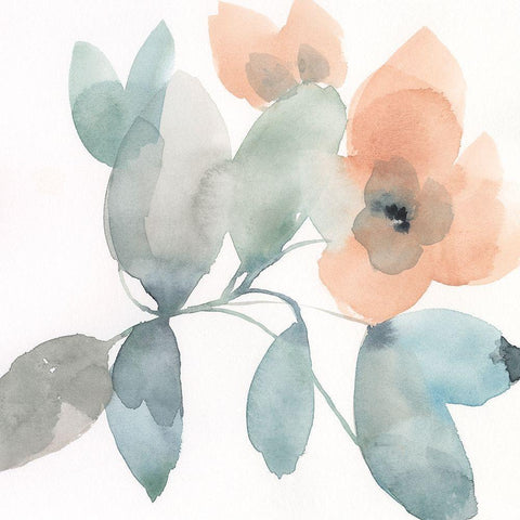 Water and Petals II White Modern Wood Framed Art Print with Double Matting by Goldberger, Jennifer