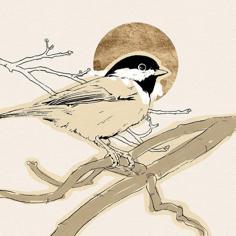 Spring Passerine III Gold Ornate Wood Framed Art Print with Double Matting by Green, Jacob