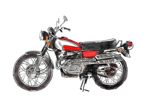 Two Wheels II White Modern Wood Framed Art Print with Double Matting by Warren, Annie