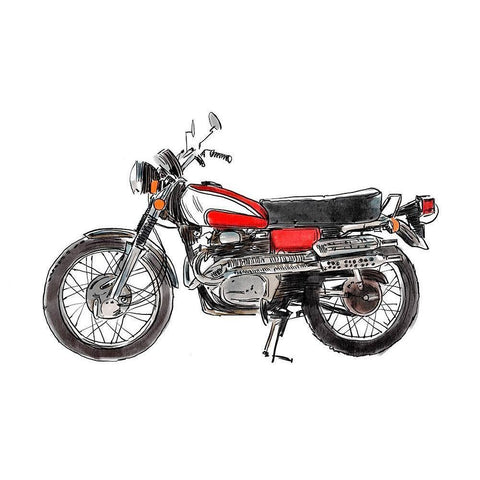 Two Wheels II White Modern Wood Framed Art Print by Warren, Annie