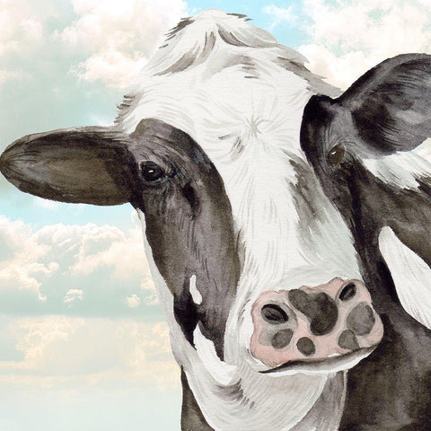 Portrait of a Cow II White Modern Wood Framed Art Print by Wang, Melissa