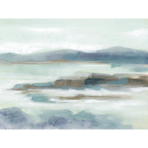 Soft Shores I Black Modern Wood Framed Art Print with Double Matting by Vess, June Erica