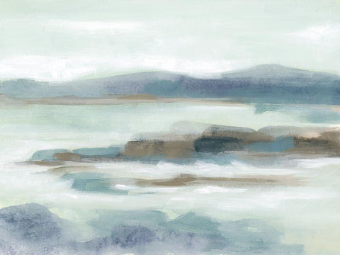 Soft Shores I White Modern Wood Framed Art Print with Double Matting by Vess, June Erica