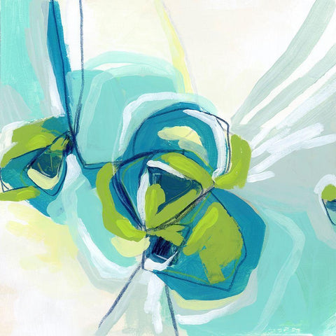 Peacock Vortex I Black Modern Wood Framed Art Print with Double Matting by Vess, June Erica