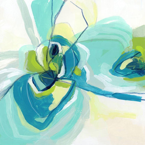 Peacock Vortex II Black Modern Wood Framed Art Print by Vess, June Erica