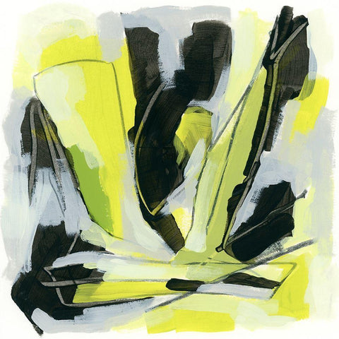 Citron Jungle I White Modern Wood Framed Art Print with Double Matting by Vess, June Erica