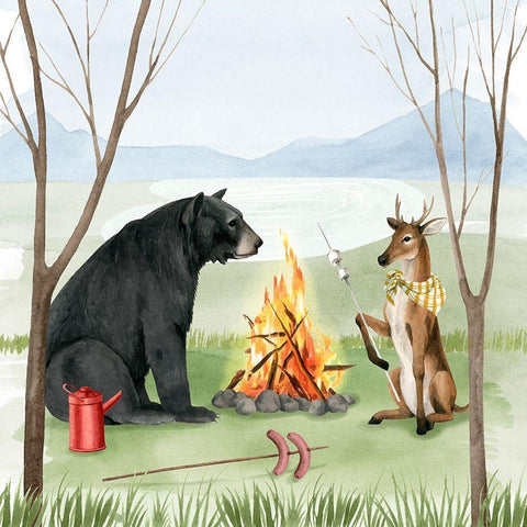 Camp Crashers I Black Modern Wood Framed Art Print with Double Matting by Popp, Grace