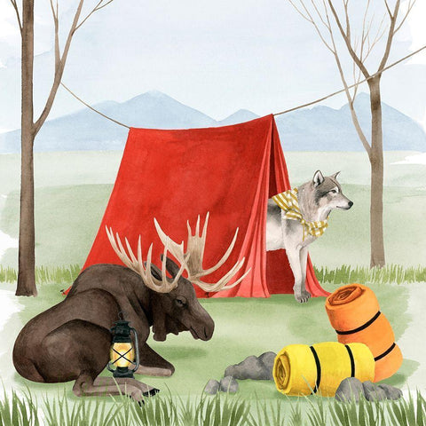 Camp Crashers II Black Modern Wood Framed Art Print with Double Matting by Popp, Grace