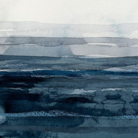 Rising Blue I Black Modern Wood Framed Art Print with Double Matting by Borges, Victoria