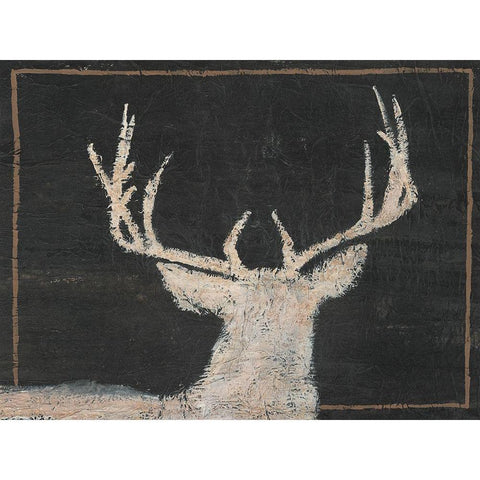 Brow Tine Deer II White Modern Wood Framed Art Print by Moore, Regina