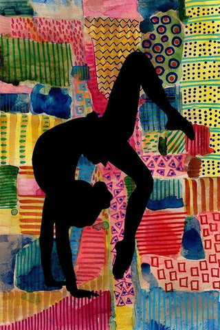 Patchwork Athlete I Black Ornate Wood Framed Art Print with Double Matting by Moore, Regina