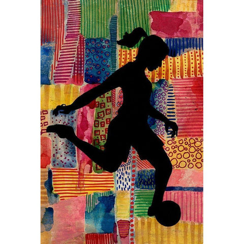 Patchwork Athlete II Black Modern Wood Framed Art Print by Moore, Regina