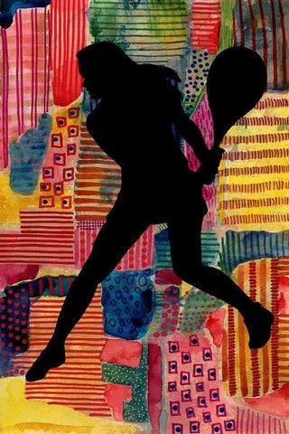 Patchwork Athlete IV White Modern Wood Framed Art Print with Double Matting by Moore, Regina