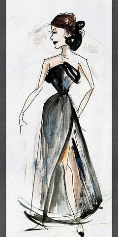 Fashion Deux Black Ornate Wood Framed Art Print with Double Matting by Fagalde, Jarman