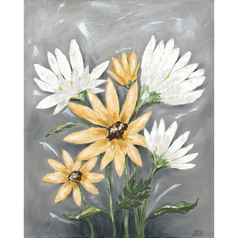Summer Daisies I White Modern Wood Framed Art Print by Reynolds, Jade