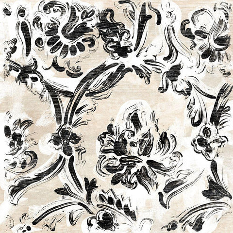 Parchment Brocade I Black Ornate Wood Framed Art Print with Double Matting by Vess, June Erica