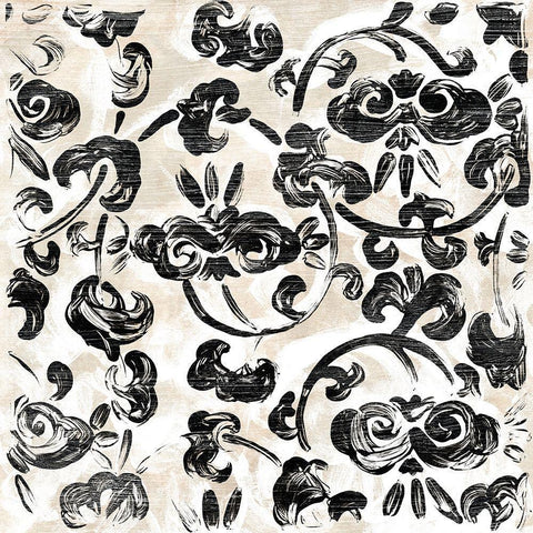 Parchment Brocade II White Modern Wood Framed Art Print with Double Matting by Vess, June Erica