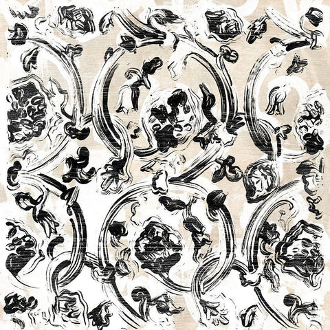 Parchment Brocade IV Black Modern Wood Framed Art Print with Double Matting by Vess, June Erica