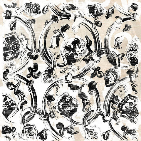 Parchment Brocade IV Black Ornate Wood Framed Art Print with Double Matting by Vess, June Erica