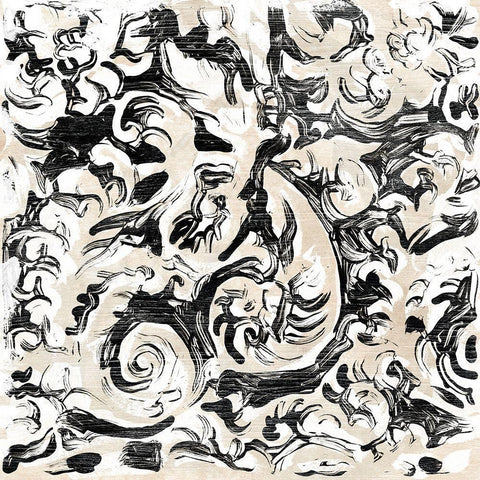 Parchment Brocade V Black Ornate Wood Framed Art Print with Double Matting by Vess, June Erica