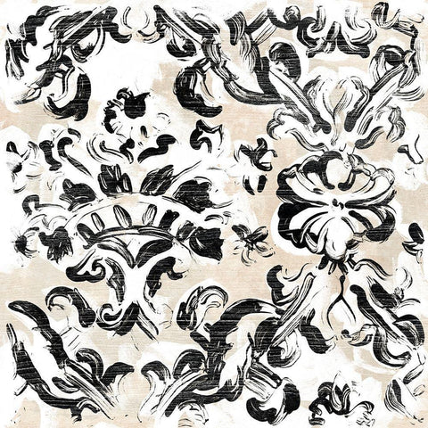 Parchment Brocade VI White Modern Wood Framed Art Print with Double Matting by Vess, June Erica