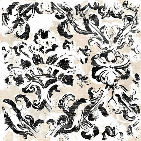 Parchment Brocade VI Black Modern Wood Framed Art Print by Vess, June Erica