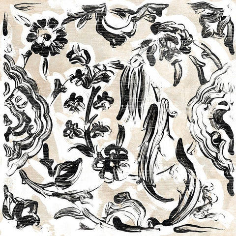 Parchment Brocade VIII Black Modern Wood Framed Art Print with Double Matting by Vess, June Erica