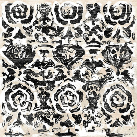 Parchment Brocade IX Black Modern Wood Framed Art Print with Double Matting by Vess, June Erica