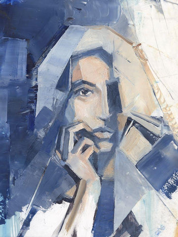 Cubist Glamour I White Modern Wood Framed Art Print with Double Matting by Harper, Ethan