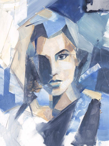 Cubist Glamour II White Modern Wood Framed Art Print with Double Matting by Harper, Ethan