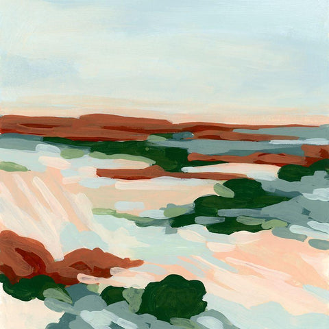 Rust Sea Valley I White Modern Wood Framed Art Print with Double Matting by Vess, June Erica