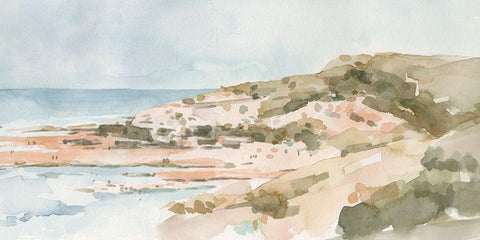 Neutral Seaside II White Modern Wood Framed Art Print with Double Matting by Caroline, Emma