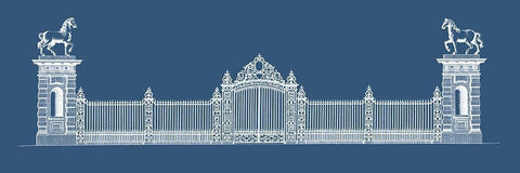 Custom Graphic Palace Gate II Black Ornate Wood Framed Art Print with Double Matting by Gibbs, James