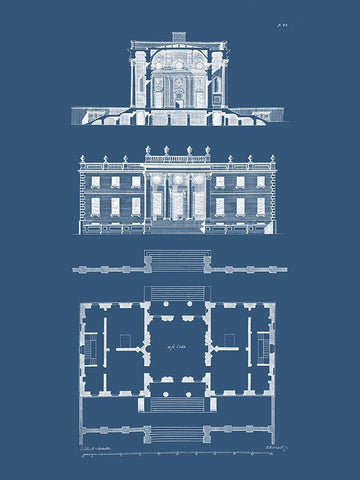 Custom Graphic Building and Plan IV White Modern Wood Framed Art Print with Double Matting by Gibbs, James