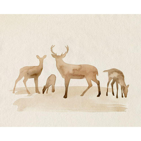 Whitetail Herd I Gold Ornate Wood Framed Art Print with Double Matting by Popp, Grace