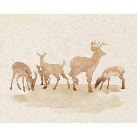 Whitetail Herd II Black Modern Wood Framed Art Print with Double Matting by Popp, Grace