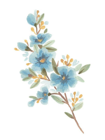 Wildflower Sprig I White Modern Wood Framed Art Print with Double Matting by Vess, June Erica