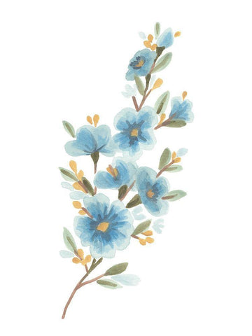 Wildflower Sprig II Black Ornate Wood Framed Art Print with Double Matting by Vess, June Erica