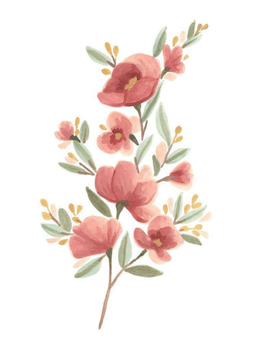 Wildflower Sprig III White Modern Wood Framed Art Print with Double Matting by Vess, June Erica