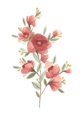 Wildflower Sprig IV Black Ornate Wood Framed Art Print with Double Matting by Vess, June Erica