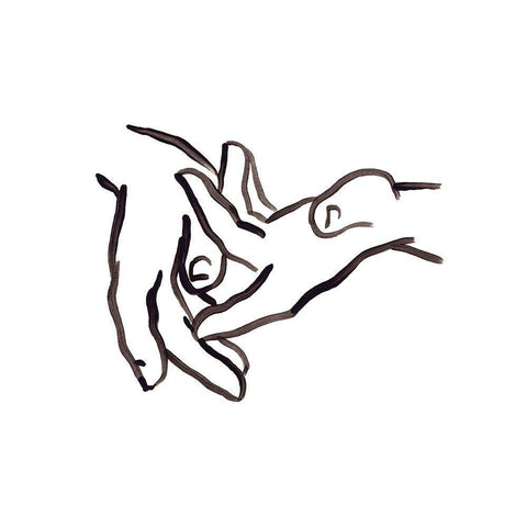 Hand Study II White Modern Wood Framed Art Print with Double Matting by Vess, June Erica