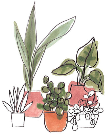 Home Grown II White Modern Wood Framed Art Print with Double Matting by Vess, June Erica